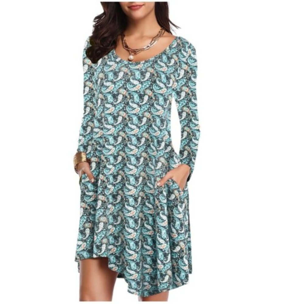 Long Sleeve T-Shirt/Dress with Asymmetrical Hem